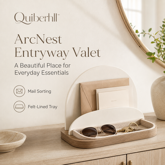 Quiberhll™ ArcNest Entryway Valet Organizer – Decorative Key Holder, Mail Sorter & Catchall Tray