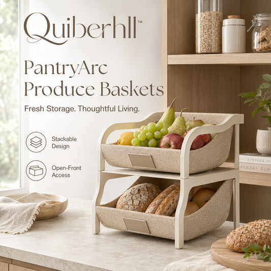 Quiberhll™ PantryArc Stackable Produce Baskets – Two-Tier Fruit, Vegetable & Snack Storage System