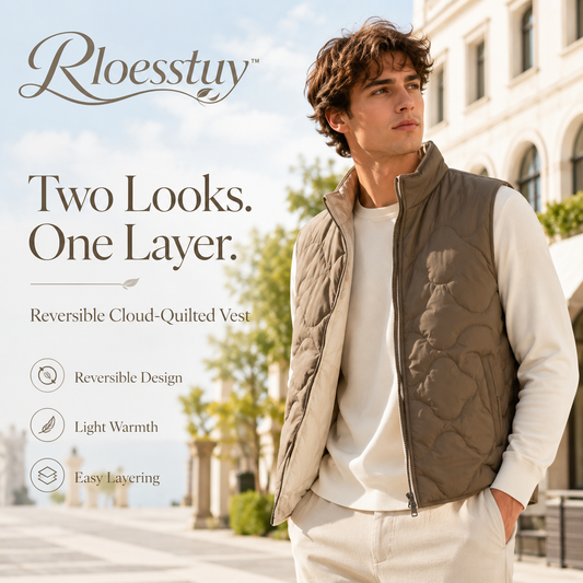 Rloesstuy™ Reversible Cloud-Quilted Vest – Unisex Reversible Puffer Vest, Lightweight Quilted Gilet, Minimalist Layering Jacket